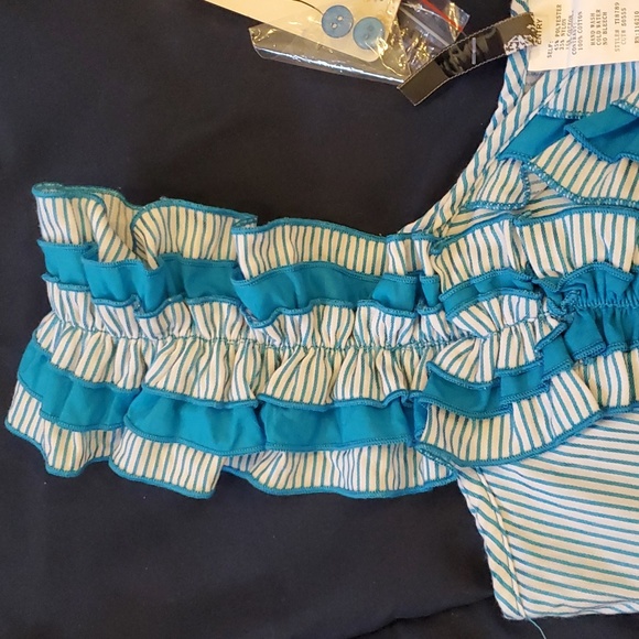 Vintage Entry Corset Style Vest Dressy Top. Size Large. Blue/White striped. - Picture 3 of 8